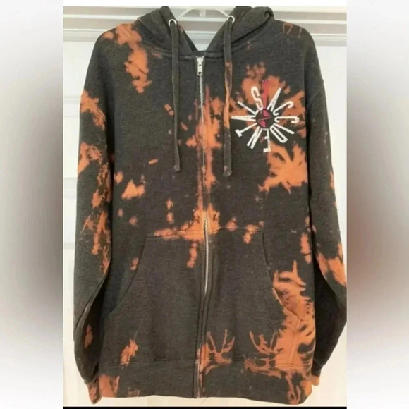 Band Hoodie Sweatshirt The Accident OOAK Reverse Bleach Abstract Dye Size Small - Picture 1 of 3